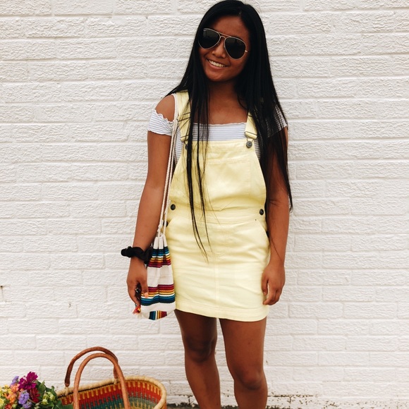 UO Yellow Pinne Canvas Skirtall Overall - Picture 4 of 4